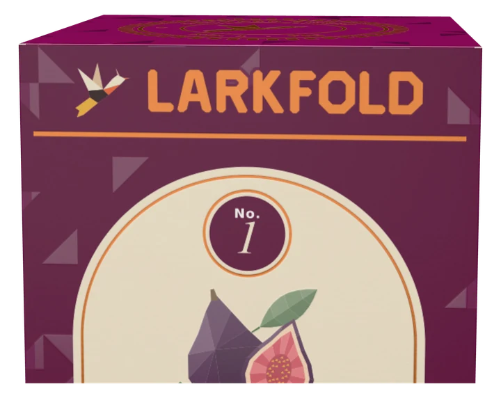 Close-up of copper foil on the carton's wordmark band