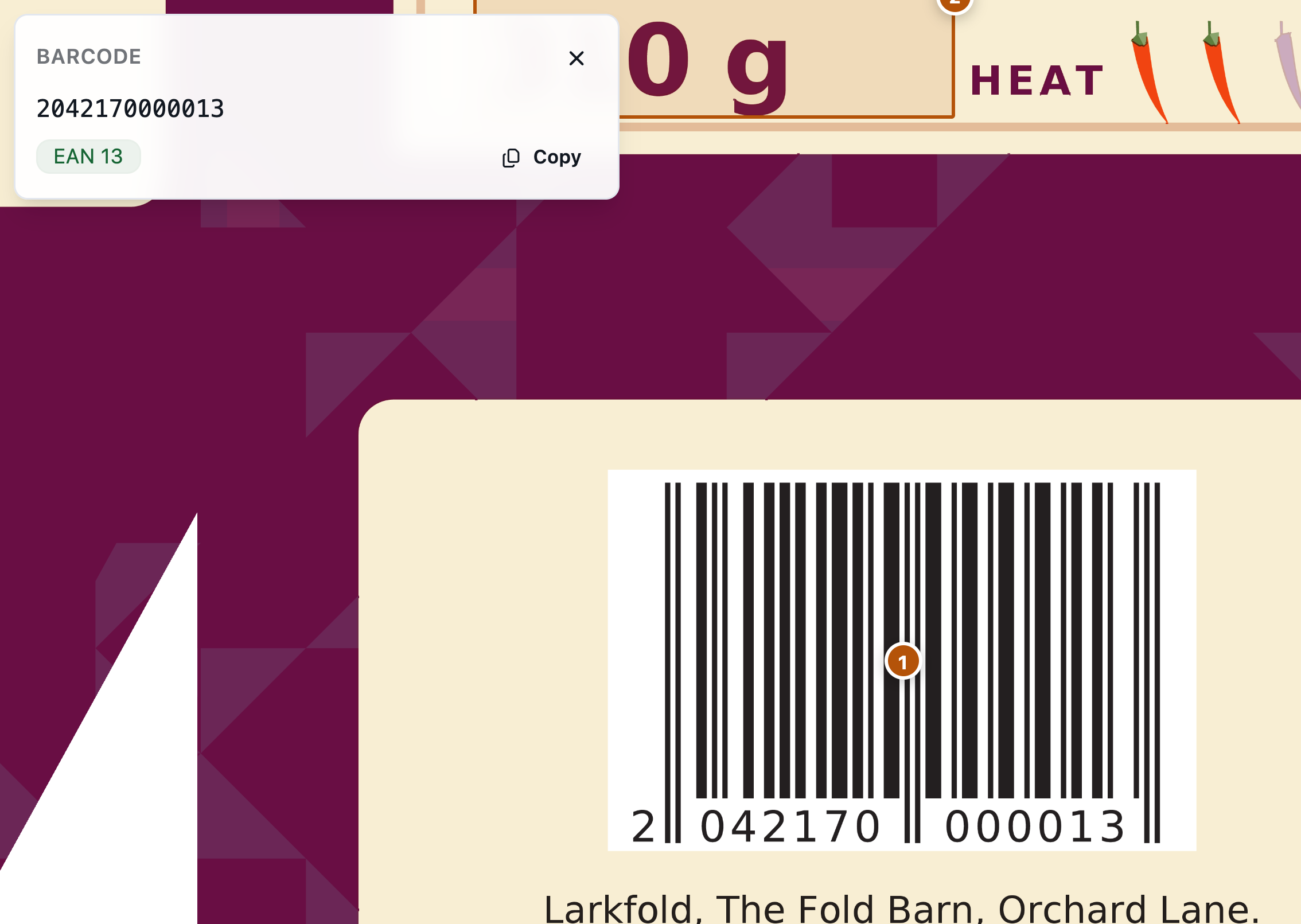An EAN-13 on the carton read by the barcode reader: the decoded number and the code type